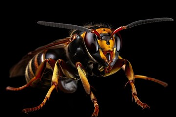 Asian Giant Hornet / Murder Hornet on a Black Background