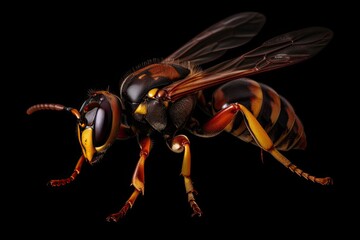Asian Giant Hornet / Murder Hornet on a Black Background