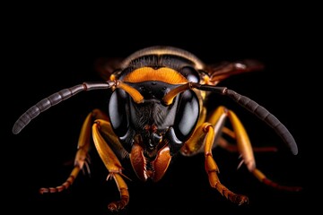 Asian Giant Hornet / Murder Hornet on a Black Background