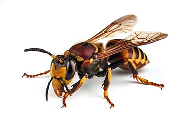 Asian Giant Hornet or Murder Hornet on a white background