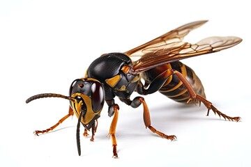 Asian Giant Hornet or Murder Hornet on a white background