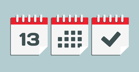 Vector icon page calendar - 13 day, agenda, done