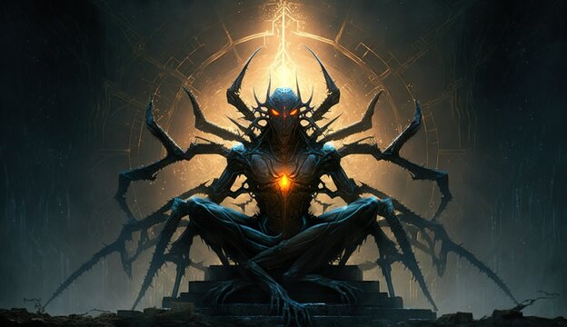 Generative AI
Spirituality, esoteric, meditation, fantasy, vampire, universe meta human god spirit, 
galaxy space background, spiritual image, design, illustration wallpaper, 
yoga, brain waves, brain