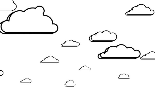 Cartoon moving geometric clouds animation black and white. Seamless loop. Good for any project, especially business style. Different sizes and speed. Very useful.
