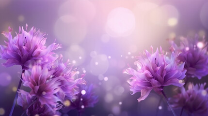 Plakat Spring purple background with purple flowers created with Generative AI Technology, ai, generative