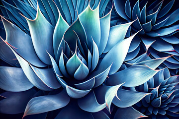 blue agave cactus close-up. Generative AI, Generative, AI