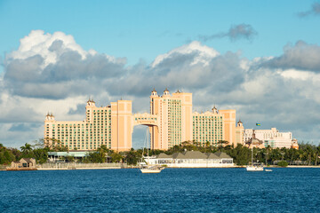 Fototapeta premium bahamas landscape architecture building. bahamas landscape architecture with yacht.