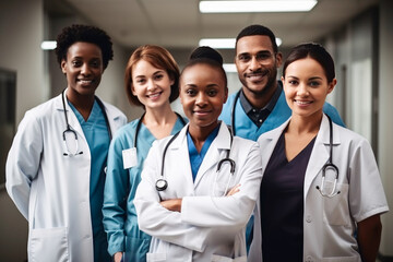 The joyous faces of medical staff in a hospital. generative ai