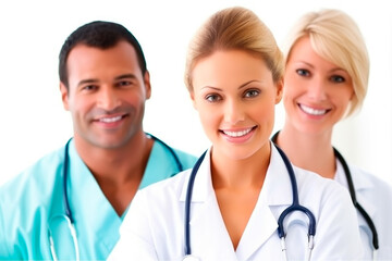 Fototapeta premium Happiness radiates from the doctors in the hospital. generative ai