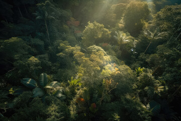 Fototapeta na wymiar tropical forest created with Generative AI technology