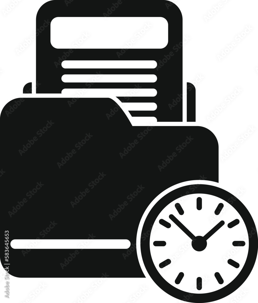 Poster folder file icon simple vector. rush job. clock time
