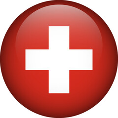Switzerland flag button. Emblem of Switzerland. Vector flag Swiss, symbol. Colors and proportion correctly.