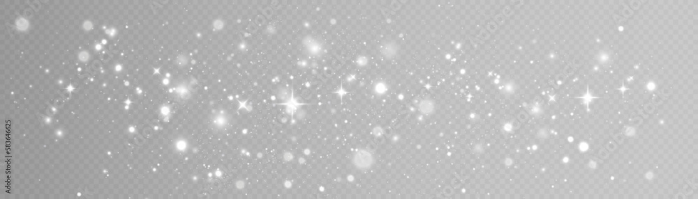 Poster Light effect with lots of shiny shimmering particles isolated on transparent background. Vector star cloud with dust.	
