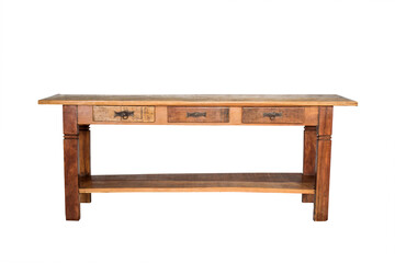 wooden table isolated on white