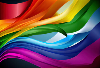 Fabric wavy colorful Rainbow LGBT pride flag background. Generative ai