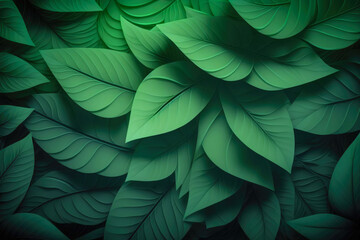 Green leaves background, abstract background with green leaves for design. Generative AI