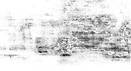 Monochrome texture composed of irregular graphic elements. Distressed uneven grunge background. Abstract vector illustration. Overlay for interesting effect and depth. Isolated on white background.