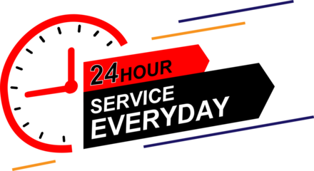 24 hours service everyday clock with logo