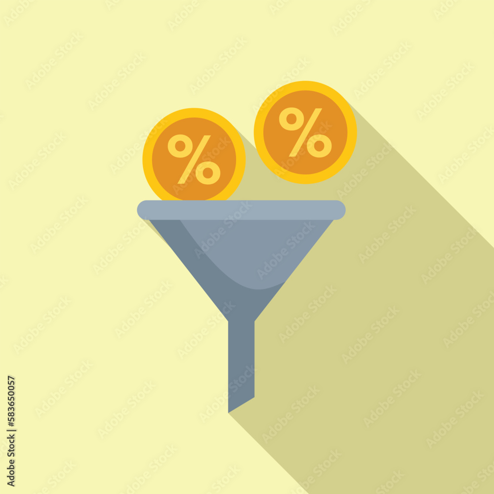 Poster business funnel icon flat vector. digital research. study data