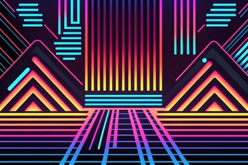 Fototapeta premium Abstract neon colorful retro synthwave style background