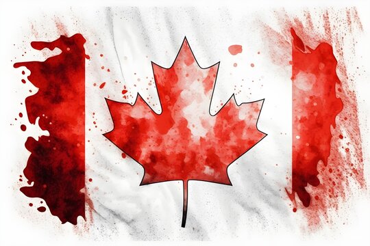 Canada flag watercolor painting style, AI generated