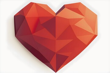 Low poly red 3d heart