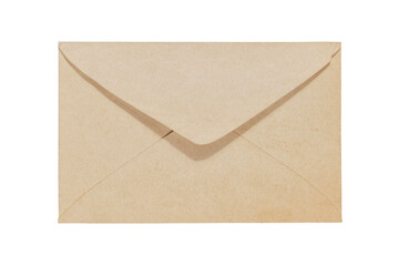Old yellow aged envelope with copy space on it. Isolated png with transparency - obrazy, fototapety, plakaty
