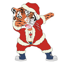 tiger mascoute santa claus christmas character