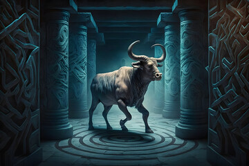 Bull in labyrinth. Generative AI