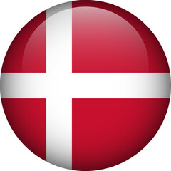 Denmark flag button. Emblem of Denmark. Vector flag, symbol. Colors and proportion correctly.