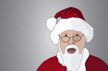 santa claus with woaw effect and blank gray background