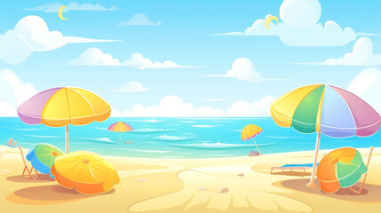 Fototapeta na wymiar summer beach background, summer day illustration, generative ai