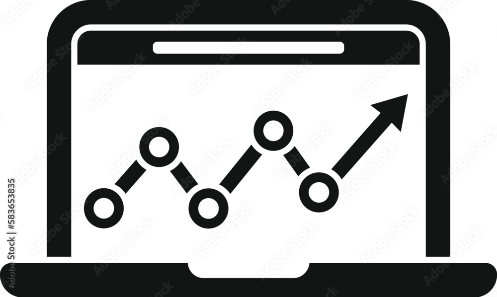 Poster laptop data chart icon simple vector. business research. study report