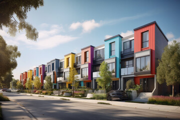 modern and colorful townhouses in europe created with Generative AI technology
