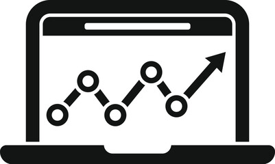Laptop data chart icon simple vector. Business research. Study report