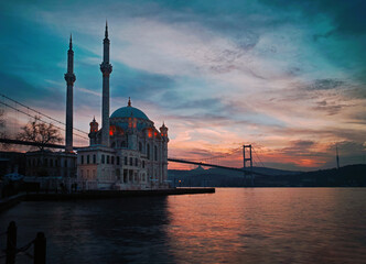 Obraz premium blue mosque at sunset