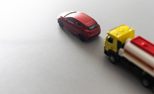 toy car and truck on white background © Angelov