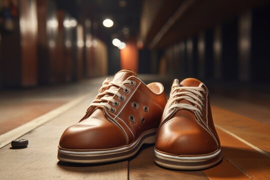 Bowling shoes creative illustration. AI generated