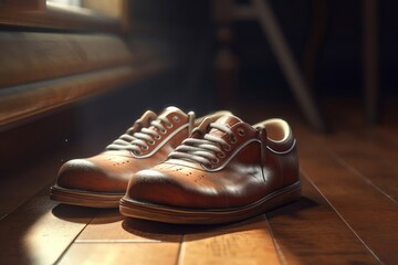 Fototapeta na wymiar Bowling shoes creative illustration. AI generated