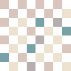 Brown, green, and white pastel checkerboard pattern background.