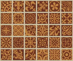 Vector (vectorized) medieval ornaments (seamless pattern) from the Grammar of Ornament by Owen Jones.