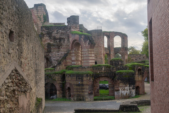 Ruins of ancient bath called Kaisertherme in the german city Trier