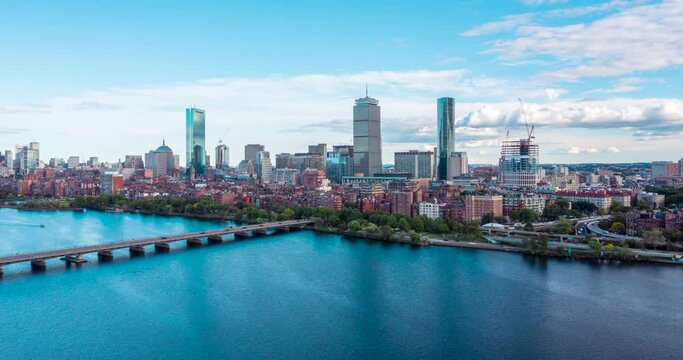 Daytime Boston Skyline Hyperlapse over Charles River