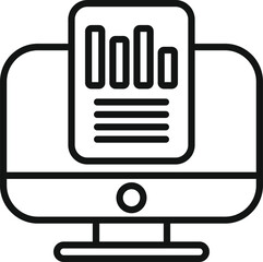 Pc market data icon outline vector. Business research. Study report