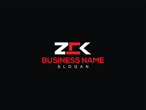 Minimal ZCK z c k Logo, Alphabet ZC zck Luxury Fashion Letter Logo With Black Background