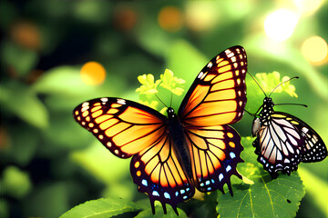 Naklejka premium butterfly on flower