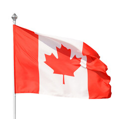 Canadian flag on flagpole. Isolated png with transparency - 583659011