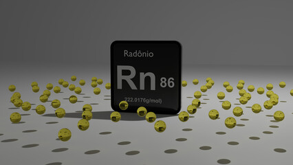 Graphic representation of the radon atom.