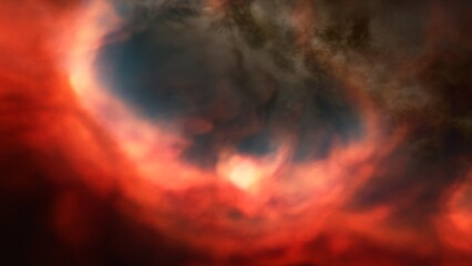 bright nebula, nebula in space, majestic red-purple nebula, beautiful space background 3D render
