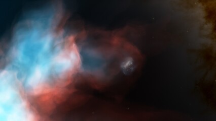 Nebula gas cloud in deep outer space, science fiction illustration, colorful space background with stars 3d render

